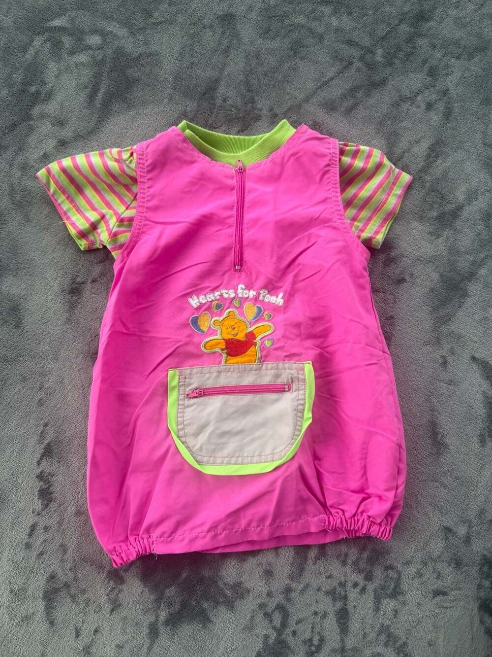 Vintage Disney Winnie the Pooh 2-Piece Set Bodysuit & Pink Bubble Romper 2T